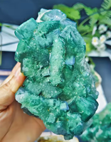 Cristal de Fluorite Verte Brute de Haute Qualité, Réactif aux UV, Géode Minérale pour la Guérison, l'Énergie Reiki et la Méditation