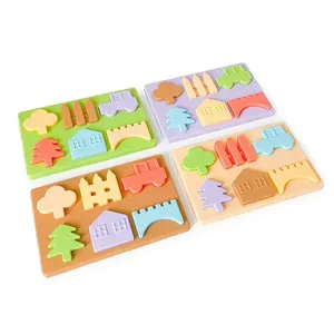Bpa miễn phí trẻ con Silicone ghép hình Bảng câu đố giáo dục tự làm Montessori Bộ nhớ học tập trò chơi đồ chơi - Product Image 2