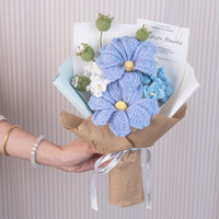 Buket Bunga Gesang Rajutan Buatan Tangan Hadiah Bunga Hari Valentine Natal Dekorasi Rumah dari Benang