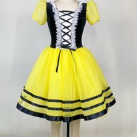 Robe de danse longue Giselle, tutu sans manches, justaucorps en lycra pour scène, costumes de danse pour filles, tutu romantique professionnel