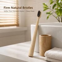 Brosse à dents 100% naturelle avec poils durs en crin de cheval et en poils de porc, biodégradable et organique pour adultes - Usage domestique