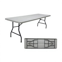 Tables en plastique HDPE 8 pieds Table de banquet pliante Table de café pliable en plastique légère pour la restauration