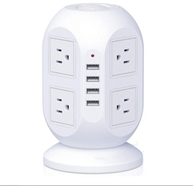 Power Strip Socket With  USA AC Outlets, 4 USB Ports, Multiple Protections of  Tower Surge Protector Power Strip