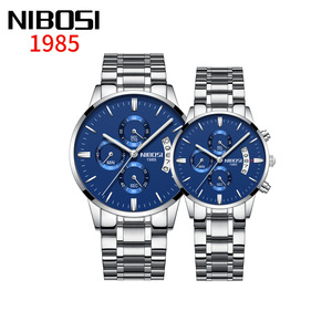 NIBOSI 2309 Classic Fashion <strong>Couple</strong> <strong>Watches</strong> Three-eye Six-hand Solid Steel Band Quartz <strong>Watch</strong> - Product Image 2
