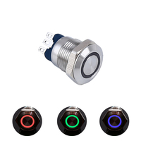 ELEWIND Interrupteur à bouton-poussoir anti-vandalisme 12 mm 1NO avec LED RGB 3 couleurs, étanche IP65, certifié CE pour 2A (PM121F-10E/J/RGB/12V/S)