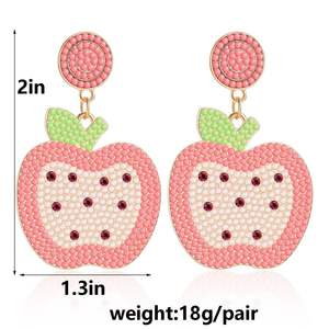 Bonbons couleur riz perle pomme boucles d'oreilles retour à l'école remise des diplômes cadeau de fête des enseignants pour les femmes Uionen 1801 - Product Image 5