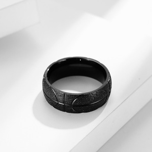 Western hip-hop sculpted basketball frosted <b>titanium</b> steel gold-plated <b>ring</b>, unique retro punk jewelry. - Product Image 4