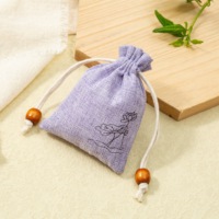 Pochette à cordon en lin de jute écologique Chinoiserie de haute qualité avec perles emballage cadeau à usage multiple