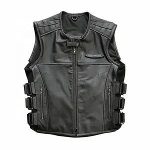 Costume New Outdoor Sports Motorcycle Waistcoat Genuine Leather Sleeveless Jacket For Men Waist Adjustment Cowhide Vests
