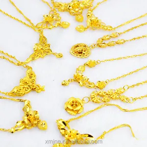 2022 vergoldeter Imitation schmuck, kostenlose Probe 24 Karat Goldschmuck heißer Verkauf neues Design Dubai Damenmode Kette Halsketten
