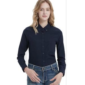 <span class=keywords><strong>Camisa</strong></span> Oxford Ecológica de Alta Calidad para Mujer, 100% Algodón Canvas, Color Sólido, Logotipo Bordado Personalizado, Blusas, Camisas Digitales - Product Image 5