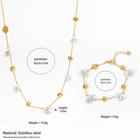 CLIORO Ensemble Collier et Bracelet Bohème en Verre Facetté Transparent avec Perles Entretoises, Étanche, pour Femme, Idéal au Quotidien et en Vacances