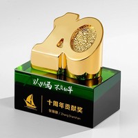 Atmosphère simple trophée de cristal logo personnalisé Approprié Oil Technology Company Annual Dance Awards Memorial with Number Year