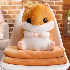 wholesale cute kawaii customized plush toy stuffed animal 2 in 1 pillow cushion blanket