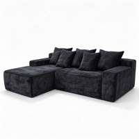 Canapé modulaire personnalisé compressé sous vide en forme de L, sectionnel, en velours côtelé anthracite, dossier bas, vente en gros directe usine OEM