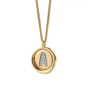 Gemnel new arrivals a-z 26 letters pendant two tone double plating color initial pendant letter women necklace