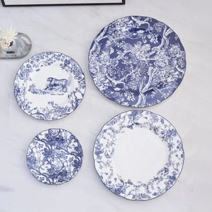 Luxury Bone China Dinnerware 4-Piece Plate <b>Set</b> Steak & Dim Sum Plates Restaurant Tableware - Product Image 4