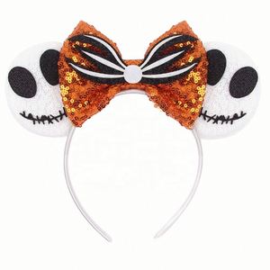 Diadema con orejas de ratón para Halloween, lazo brillante, decoración de calavera y murciélago, aro para el pelo para cosplay, accesorios para fiestas de niños y adultos - Product Image 4
