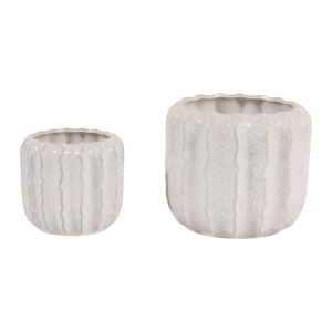Vasi in ceramica a coste con design testurizzato per piante da interno ed esterno, set di vasi per succulente - Product Image 3