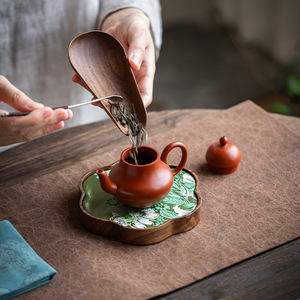 Support pour théière en bois de noyer, forme irrégulière, plateau de rangement pour cérémonie du thé en bois massif, facile à nettoyer, usage domestique - Product Image 3