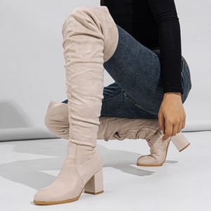 High Heels Over-the-Knee Boots Barreled Platform PU 7 Inch Performance Plus Size Autumn <b>Pole</b> <b>Dance</b> Boots Shoes - Product Image 5