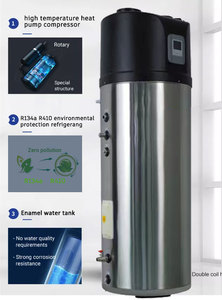 Chauffe-eau à pompe à chaleur intégré pour chauffage domestique en Europe, 200L 300L, en acier inoxydable, pour eau chaude sanitaire - Product Image 2
