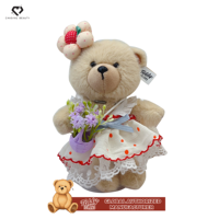 Chasingbeauty Animal Crossing Ours en peluche super doux avec robe bulle et sac suspendu fleur violet (14-17cm Unisexe)