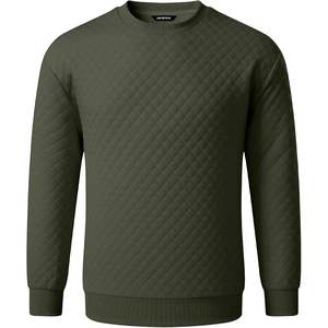 Custom Men's Comfortable <b>Quilted</b> 2-Piece Casual Outfits Crewneck <b>Sweatshirt</b> & Joggers Sweatpants for Jogging & Sports - Product Image 2