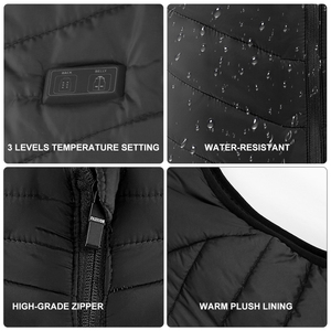 Gilet chauffant en coton léger pour hommes avec fermeture à glissière capuche <span class=keywords><strong>rétractable</strong></span> coupe-vent tissu de toile imperméable extérieur hiver - Product Image 5