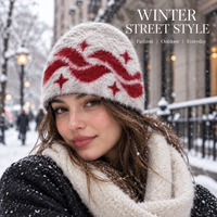 Bonnet en tricot jacquard Y2K personnalisé avec logo, broderie 3D, motif crâne Mea Culpa, doux et chaud pour l'hiver