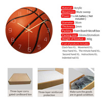 Horloge murale personnalisée en forme de ballon de basket de 12 pouces, chambre à coucher, salon, cadeaux de Noël, horloge murale en acrylique, cadeau d'anniversaire pour les enfants, les fils, les garçons