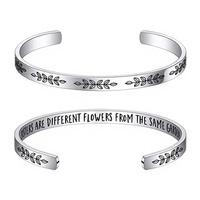 Brazalete de Acero Inoxidable Personalizable con Grabado, Brazalete Abierto de 6 mm, Impresión Láser Interior y Exterior, Brazalete Familiar Personalizado, Regalo de Boda