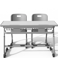 Meubles de classe réglables, bureau et chaise d'école, bureau double pour étudiants, bureau d'école en acier et en bois