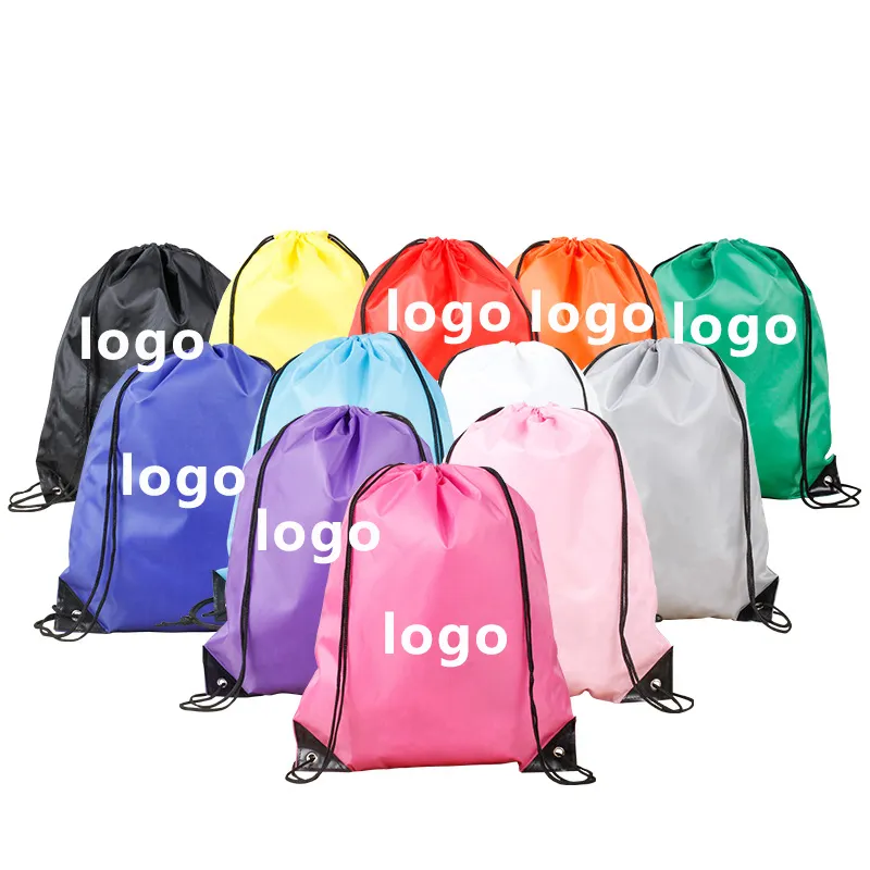 Custom Logo Sublimation Printing 210D 420D polyester shopping draw string bag sport gym bag drawstring backpack