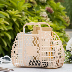 Wholesale price plastic straw basket bag vintage jelly bag purse plastic vintage bag