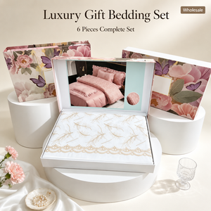 Parure de lit 6 pièces de luxe en coffret cadeau, ensemble de literie florale avec housse de couette et drap, vente en gros - Product Image 1