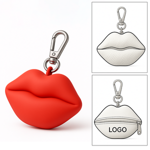 Exclusive New Design Lips-Shaped Silicone Coin Purse with Keychain <b>Mini</b> Waterproof <b>Pouch</b> for Lipsticks Keys & Coins Custom Logo - Product Image 1