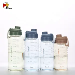 بيمن الجملة الموردين 1.5L 1.8L 2.2L شخصيتك مقياس تحفيزية شفافة زجاجة ماء للصالات الرياضية مع فلتر