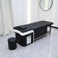 Réservoir de stockage d'eau de lit de lavage de spa de cheveux d'équipement de salon pliable réglable pour l'hôtel en cuir synthétique de PU de shampooing de massage thaï