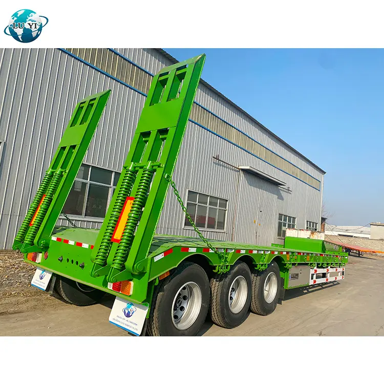 חדש כבד 3 סרנים 60T-100 טון Lowbed Lowboy נמוך מטעין חצי Traile משמש lowbed קרוואן r למכירה