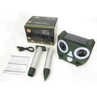 Répulsif Solaire Ultrasonique Extérieur pour Animaux Nuisibles, 12 LED Stroboscopiques, 5 Niveaux de Fréquence, Dissuasion Oiseaux, Chats, Chiens, Renards