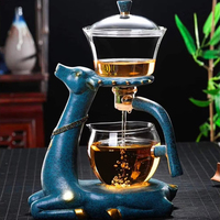Service à thé automatique magnétique style chinois en verre borosilicate de haute qualité, infuseur à thé paresseux 350 ml, fait main, transparent de qualité alimentaire