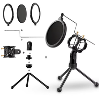 Microphone à condensateur de bureau sans fil, support, directivité omnidirectionnelle, portable, design rotatif réglable, métal et plastique