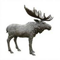 Grande Sculpture de wapiti en bronze coulé de cuivre