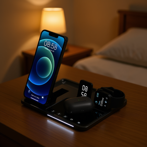 Lámpara con Cargador Inalámbrico R11 con Reloj, Magnético, 10W 5W, para Teléfono, Reloj, Auriculares, USB Tipo C, Certificado RoHS - Product Image 2