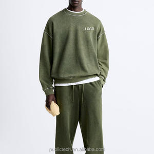 เสื้อสเวตเชิ้ตคอกลมสำหรับผู้ชายผ้าคอตตอนโอเวอร์ไซส์แบบเรียบ100% เทอร์รี่ฝรั่งเศสออกแบบโลโก้ได้ตามต้องการ - Product Image 1