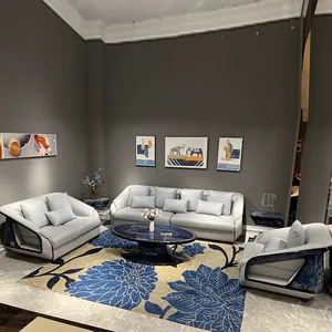 Furnitur ruang tamu, bahan serat mikro Italia set sofa kulit modern mewah furnitur ruang tamu