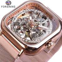 FORSINING Nouveau Automatique Mécanique Hommes Montre-Bracelet Sport Mâle Horloge Top De Luxe Squelette En Acier Inoxydable Montre
