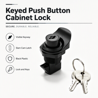Serrure à came à bouton-poussoir pour armoire, avec cylindre à clé, loquet rotatif noir pour casiers de camping-car, caravanes, bateaux et portes de meubles
