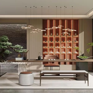 Armoire de présentation de bar à domicile en bois massif de style chinois d'Asie du Sud-Est, étagère antique, armoire à thé, à café et à vin - Product Image 1